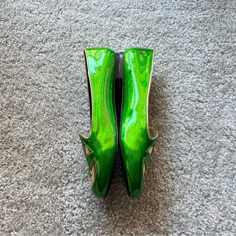 Strange Cvlt Lydia Jack Green Glitter/Gold Limited Edition Flats Loafers Size 10